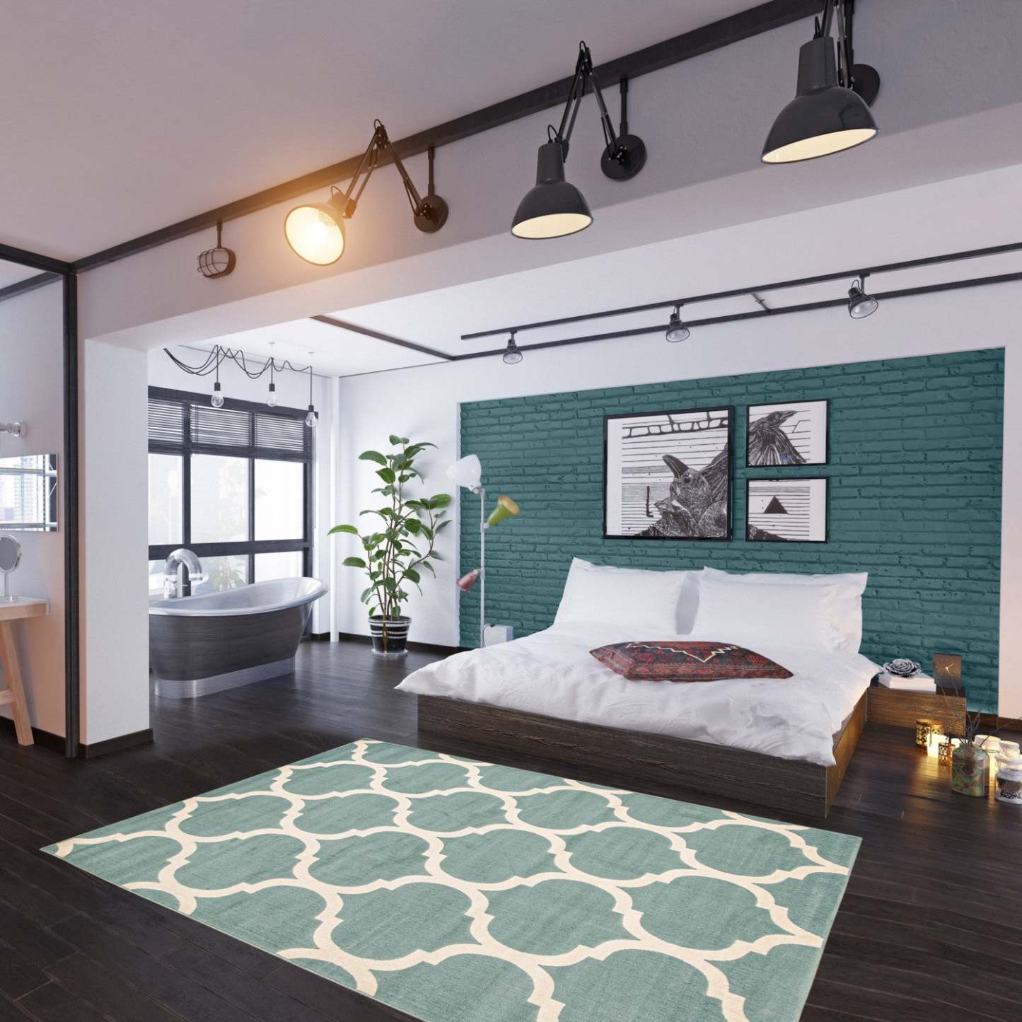 Aliya Aqua 3'11 x 5'7 Area Rug|Carpette Aliya turquoise 3 pi 11 po x 5 pi 7 po|D86FQKFN