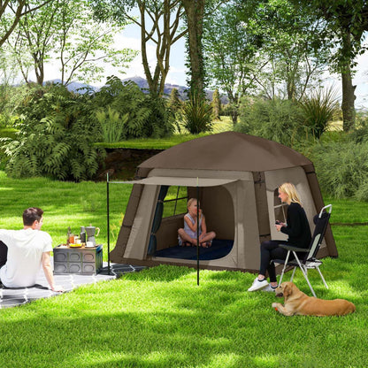 Tente de camping gonflable Outsunny, tente de glamping pour 2 personnes, kaki et marron