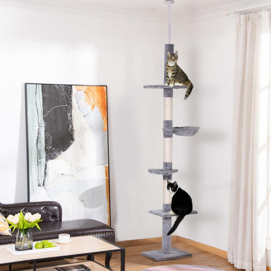 Pawhut Arbre D'escalade Pour Chat De 8,5 Pieds Centre D'activités Kitty À 5 Niveaux Jouet D'escalade