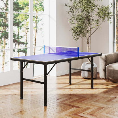 Table de Ping Pong Mini Soozier avec Pieds Réglables pour Intérieur et Extérieur, Bleue