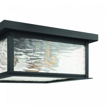 Plafonnier extérieur à 3 lumières Estate, noir, laiton avec lampe en verre anti-pluie | Plafonnier Semi-encastre D'exterieur Estate A 3 lampes, Noir Et Laiton Avec Verre A Gouttelettes