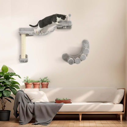 Pawhut Lot De 2 Étagères Pour Chat Avec Griffoir, Étagères Murales Pour Chat Pour Se Détendre, Grimper