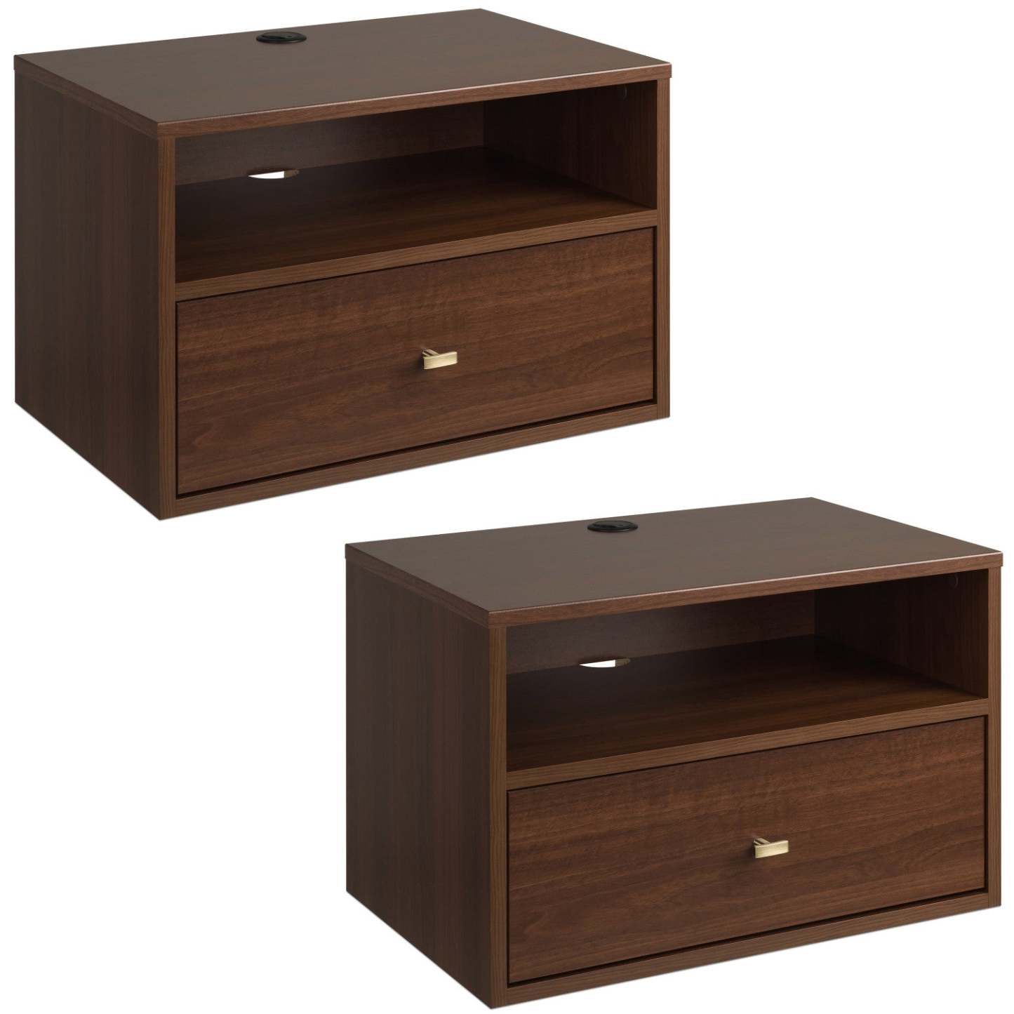 Etagère flottante avec tiroir - Espresso|Tablette flottante avec tiroir - espresso