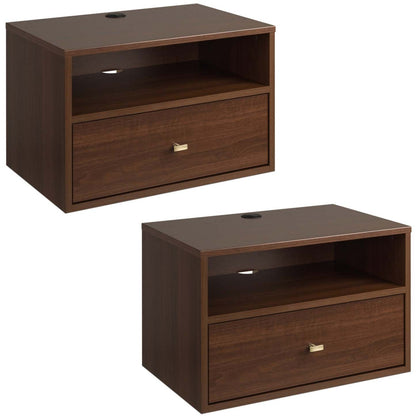 Etagère flottante avec tiroir - Espresso|Tablette flottante avec tiroir - espresso