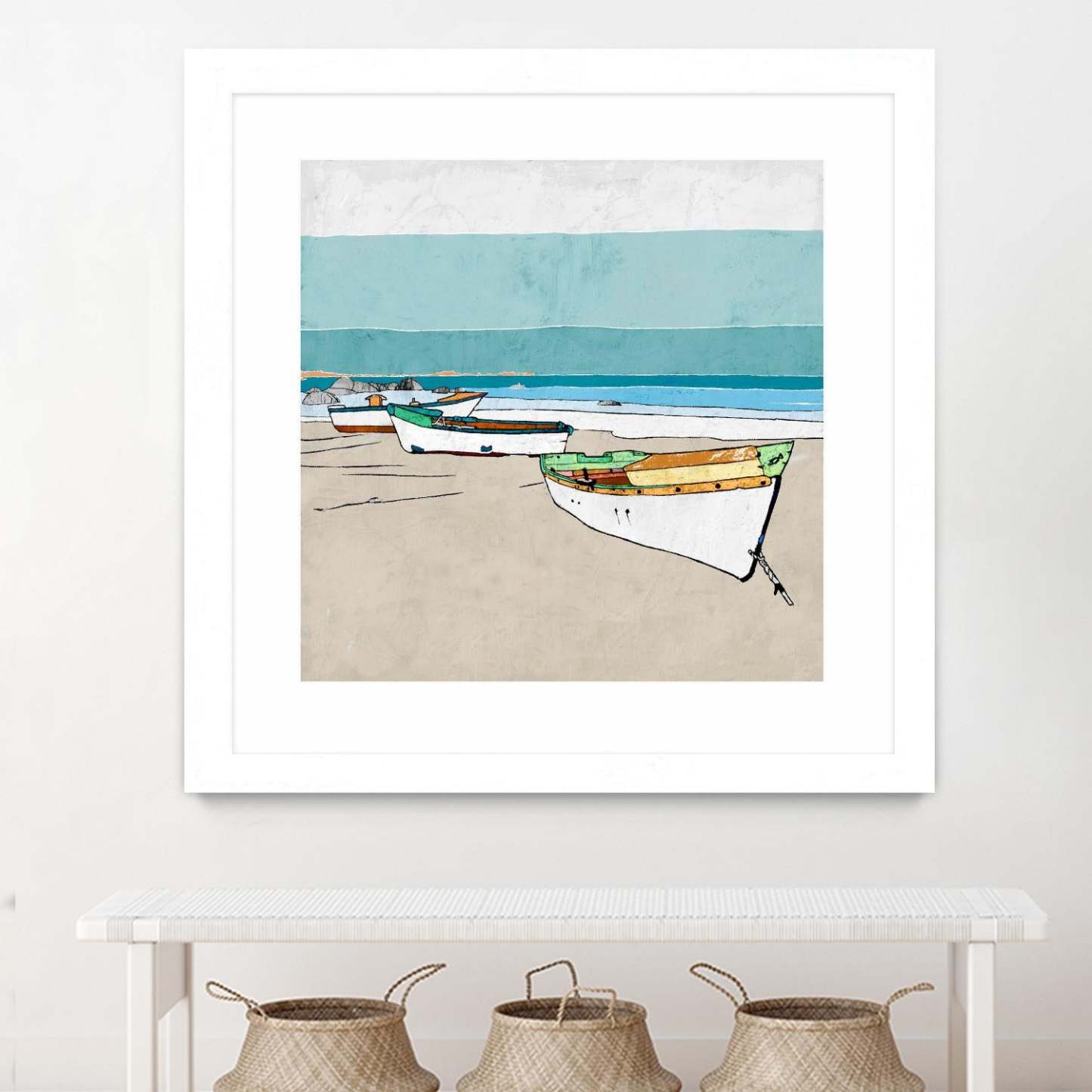 Lined Up Matted and Framed White 30x30 Wall Art|Œuvre d’art murale encadrée blanche et mate « Lined Up » 30 x 30