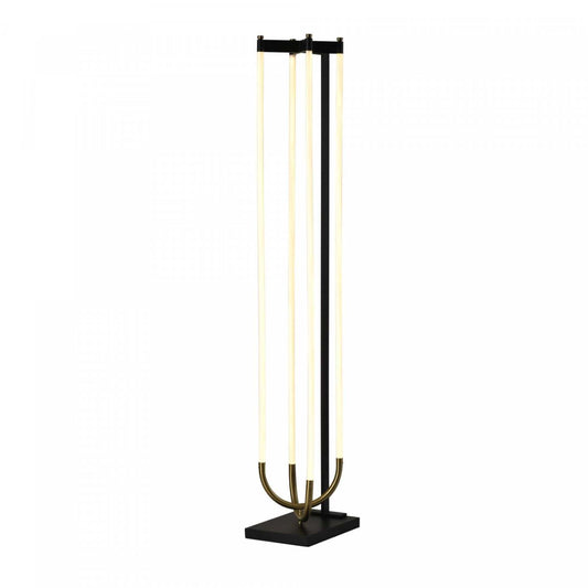 Lampadaire LED Intégré Cascata, Noir Et Laiton Brossé | Lampadaire Sur Pied A Del Integrees Cascata, Noir Et Laiton Brosse
