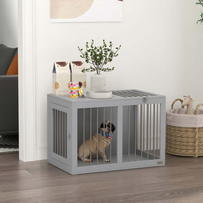Pawhut Meuble De Niche Pour Chien, 31.5, Table D'appoint Laterale Avec Double Porte, Pour Chiens De