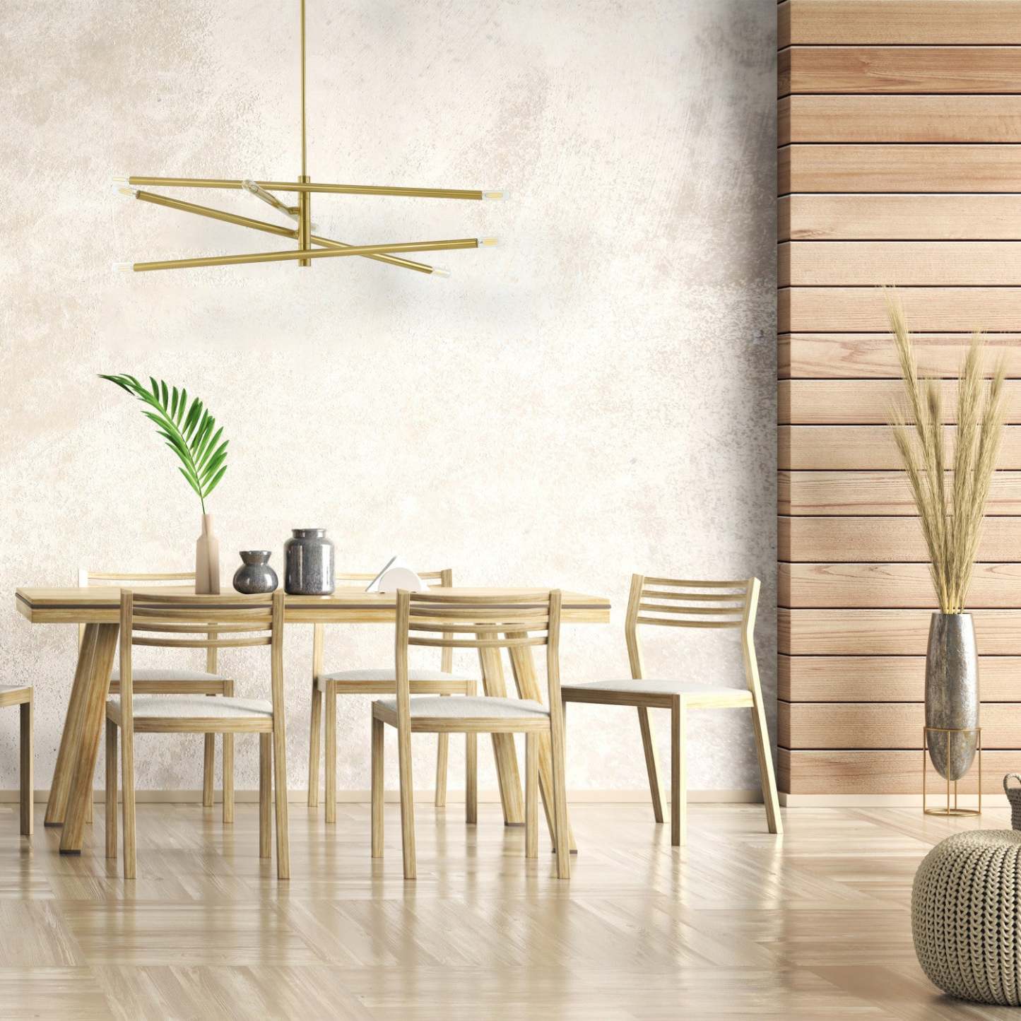 Dainolite Wand 8 Light Chandelier Aged Brass Lamp|Lustre Wand de Dainolite avec fini laiton vieilli et 8 ampoules