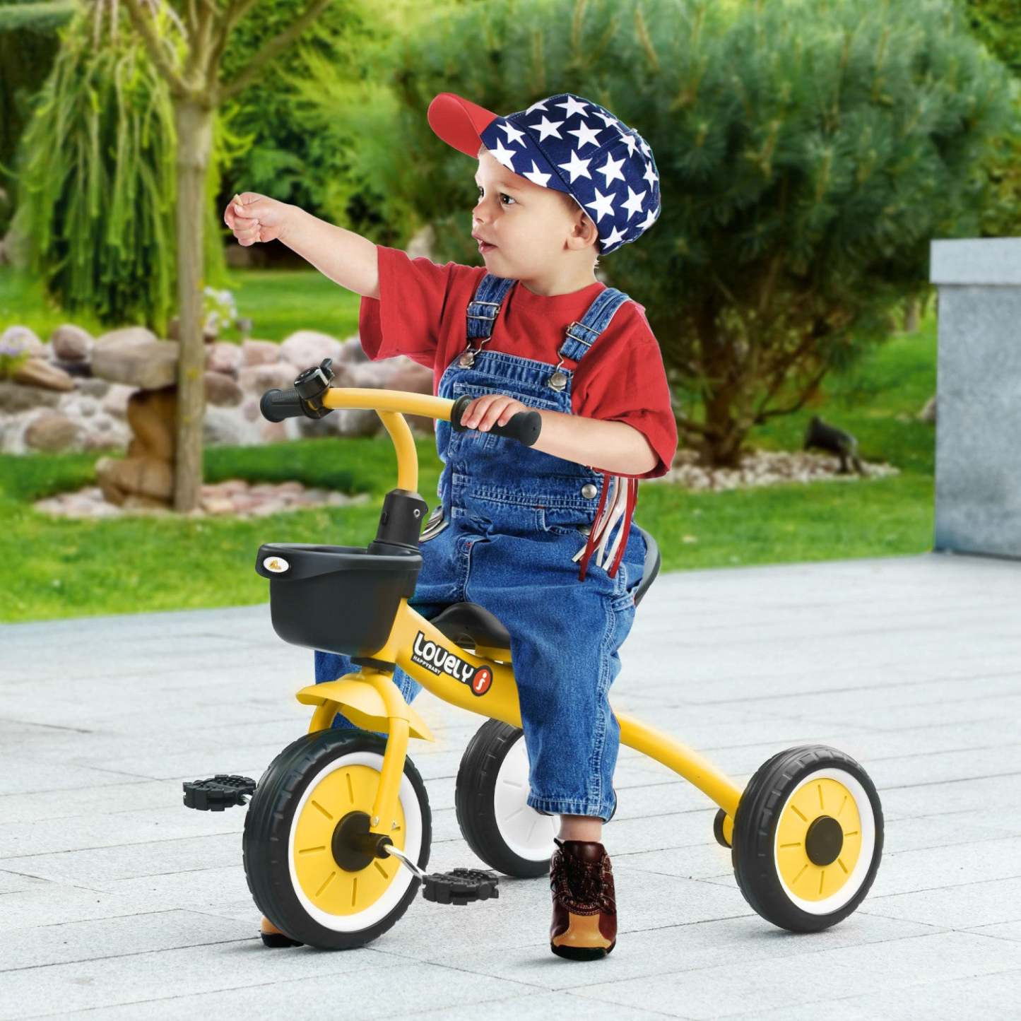 Qaba Tricycle Pour Tout-petits Et Filles Garçons De 2 À 5 Ans, Vélo Avec Siège Réglable, Panier, Clo