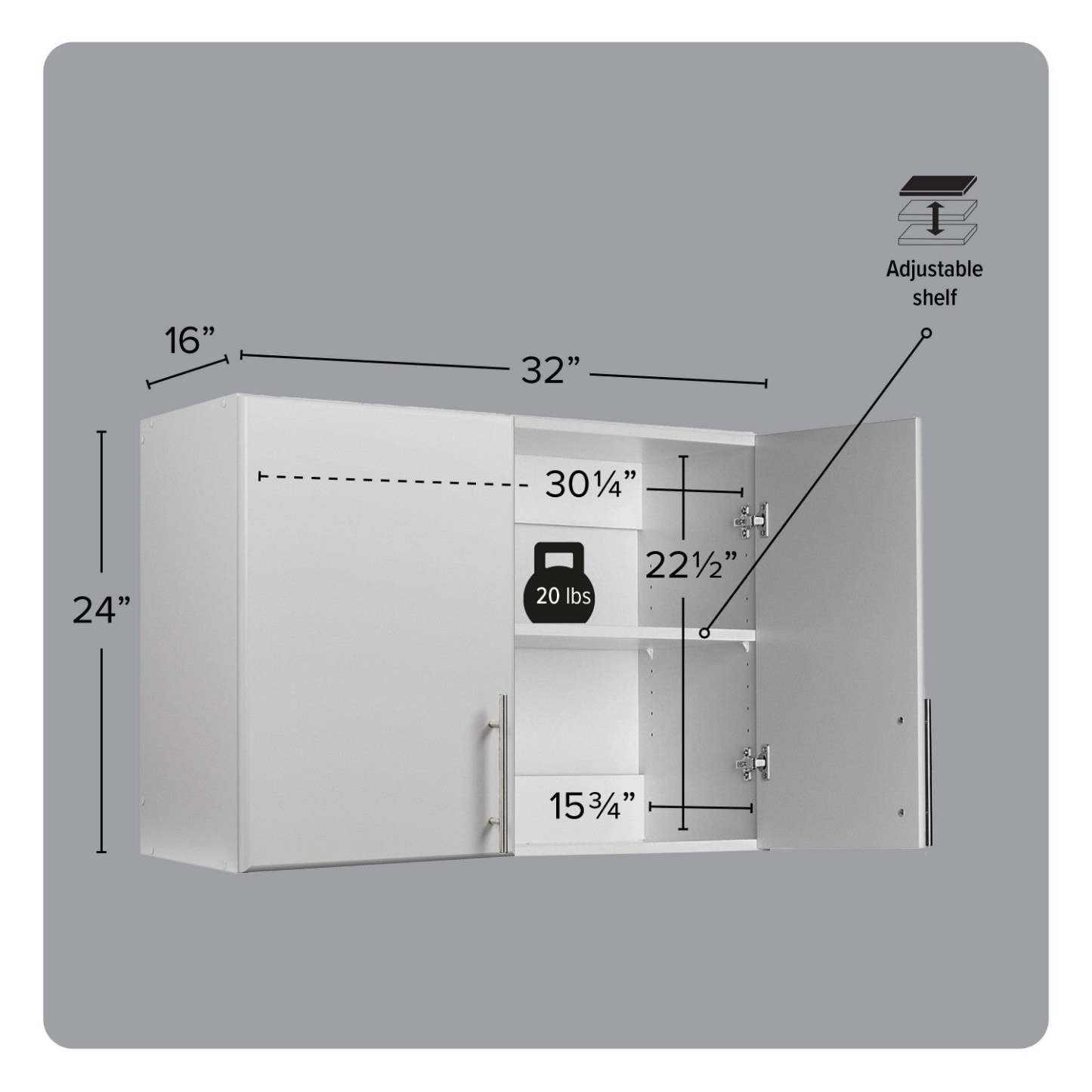 Armoire murale superposable Elite 32 - Gris clair