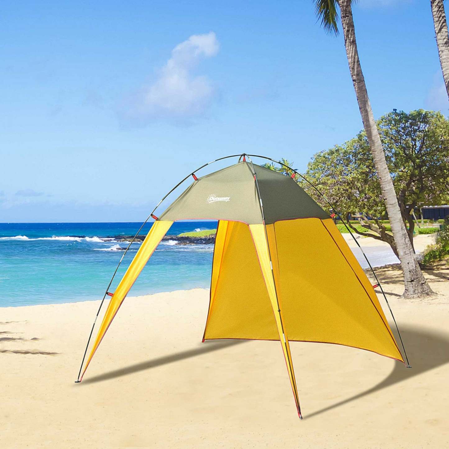 Outsunny 7x7x5.5ft Tente De Plage Pliante Exterieure Pliante Pare-soleil Abri De Patio Auvent De Camping Fast Pit|Outsunny 7'x7 'x5.5' Outdoor Folding Pop Up Beach Tent Sun Shade Shelter Patio Camping Canopy