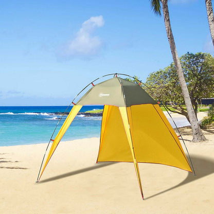 Outsunny 7x7x5.5ft Tente De Plage Pliante Exterieure Pliante Pare-soleil Abri De Patio Auvent De Camping Fast Pit|Outsunny 7'x7 'x5.5' Outdoor Folding Pop Up Beach Tent Sun Shade Shelter Patio Camping Canopy