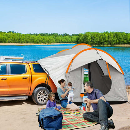 Outsunny Tente De Camping Pour Voiture Avec 3 Portes, 2000mm Imperméable, Gris Et Orange|Outsunny Car Camping Tent With 3 Doors, Grey And Orange