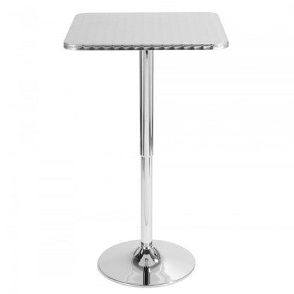 LumiSource Bistro Contemporary Adjustable Square Bar Dining Table - Argent|Table Bistro carrée réglable et contemporaine pour bar ou salle à manger - argent
