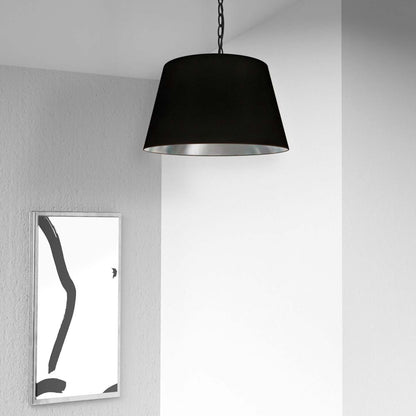 Dainolite Brynn 1 Light Pendant Small Black Finish Black/Silver Shade Lamp|Petit luminaire suspendu Brynn de Dainolite avec abat-jour noir et argenté, fini noir et 1 ampoule