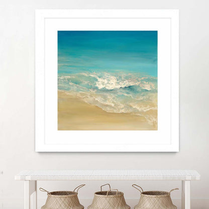 Coastal Viewpoint Ii Matted and Framed White 36x36 Wall Art|Œuvre d'art murale imprimée blanche et mate « Coastal Viewpoint Ii » 36 x 36