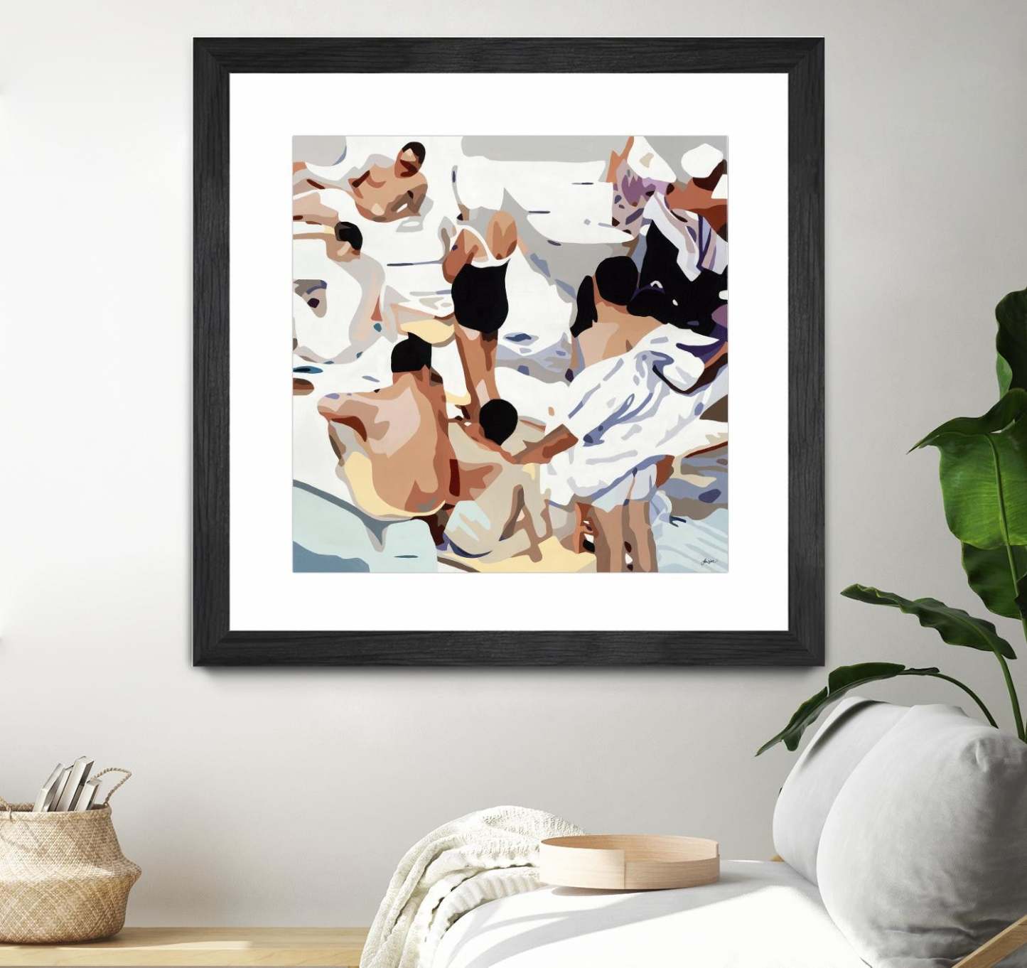 Tammy &amp; Greg's Pool Party Matted and Framed Black 36x36 Wall Art|Œuvre d'art murale imprimée noire et mate « Tammy &amp; Greg's Pool Party » 36 x 36