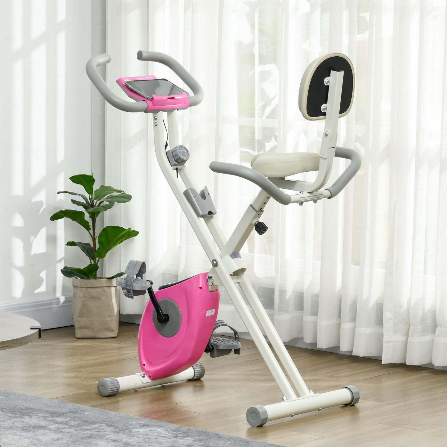 Soozier Velo D'exercice Pliable W/8 Résistance De Niveau, Rose