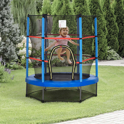Outsunny Trampoline Φ55 Pour Enfants Avec Filet De Protection, Cadre En Acier, Intérieur Rond, Rebondisseur Âge 3 À