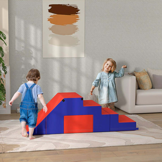 Qaba Ensemble De Jeu En Mousse Pour Tout-petits, 2 Pièces, Ensemble Interactif Léger Pour Grimper, Ramper
