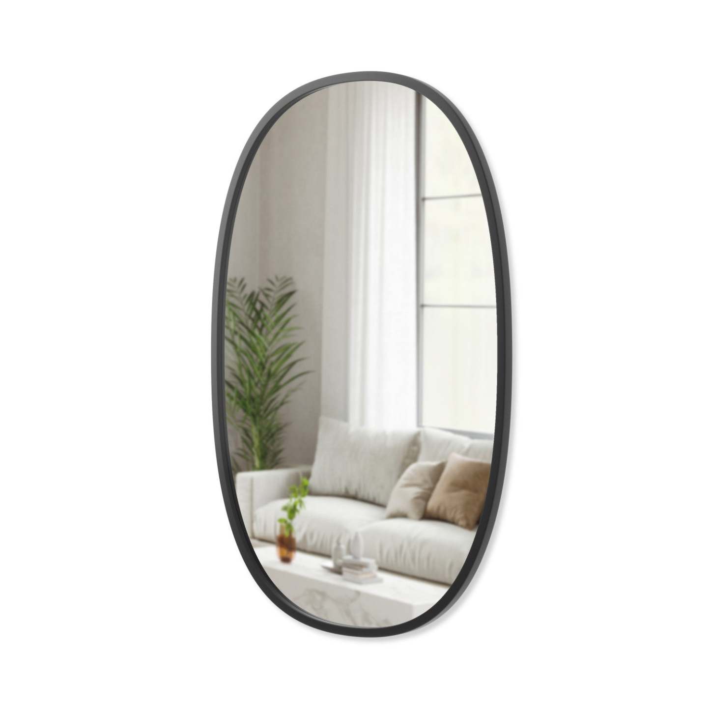 Miroir mural ovale Hub de Umbra de 24 po x 36 po - noir