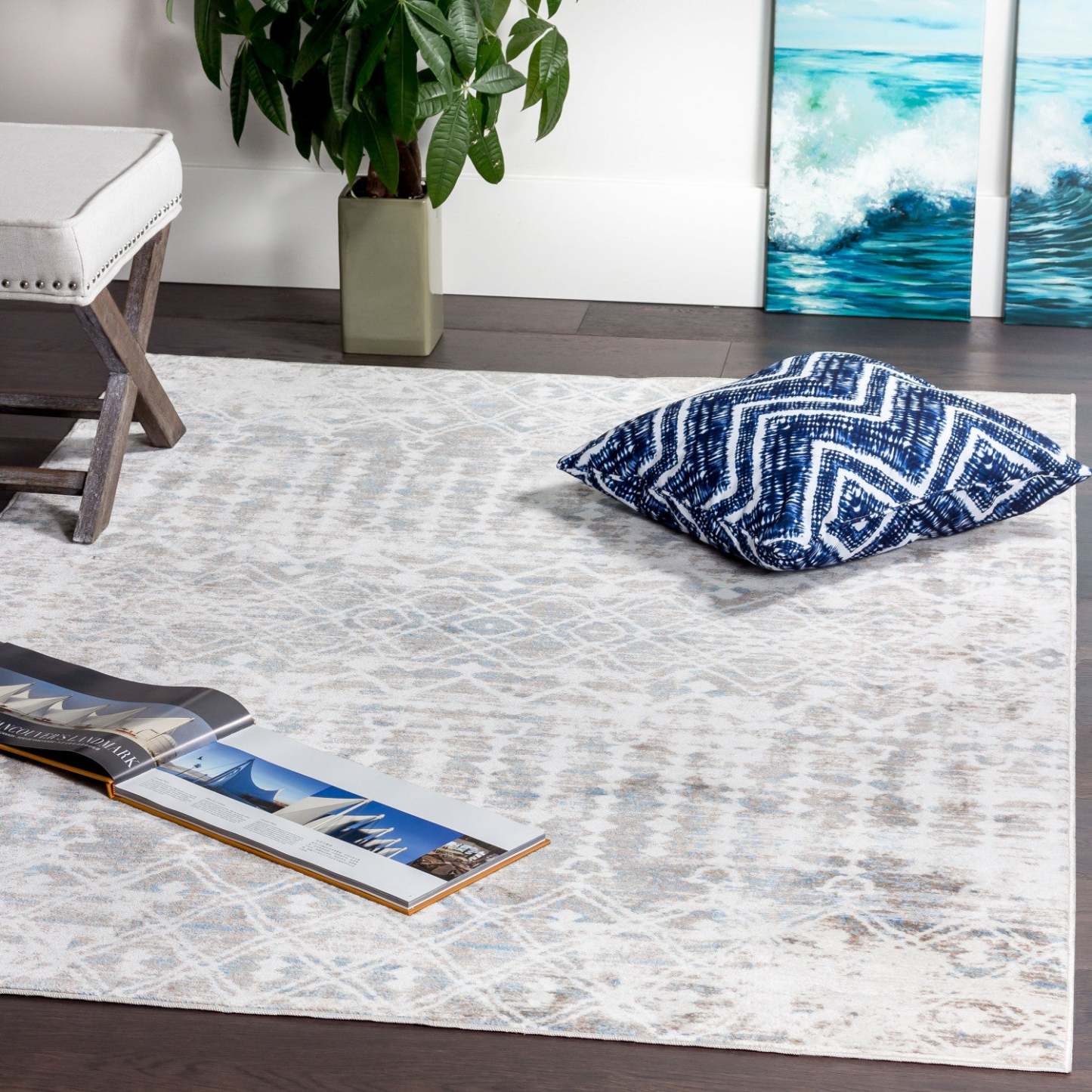 Tapis Shi marocain bleu 4x6|Carpette Shi bleue à motifs marocains 4 x 6|D80GFFRC