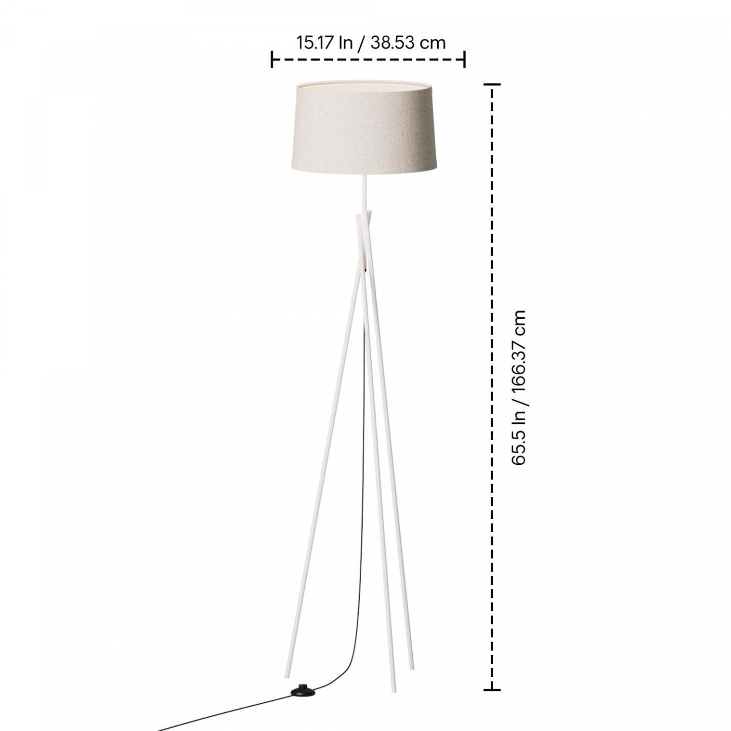 66 Lampadaire blanc élégant à pieds croisés avec abat-jour en tissu | Lampe à pied élégante blanche de 66 po à pattes croisées avec abat-jour en tissu