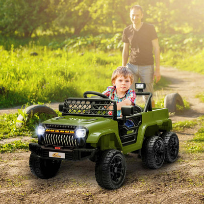 Qaba 12v Voiture Électrique Alimentée Pour Enfants, Voiture À Conduite Avec Télécommande, 4wd/2wd Commutable, |Qaba Voiture Electrique 12v Pour Enfants Avec Telecommande, Suspension À Ressort, Remorque Arrière,