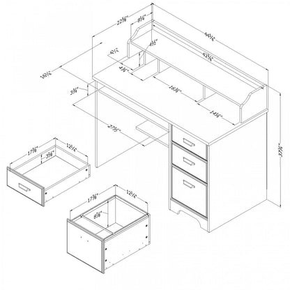 Bureau d'ordinateur Versa avec huche - Érable gris | Bureau d'ordinateur Versa avec crédence - érable cendré | D83GE15V