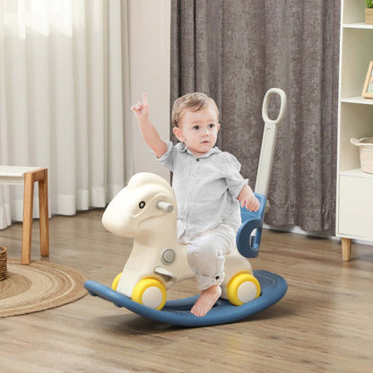 Qaba Cheval A Bascule 4 En 1 Pour Bebe, Voiture A Pousser, Voiture Coulissante Avec Planche D'equilibre &