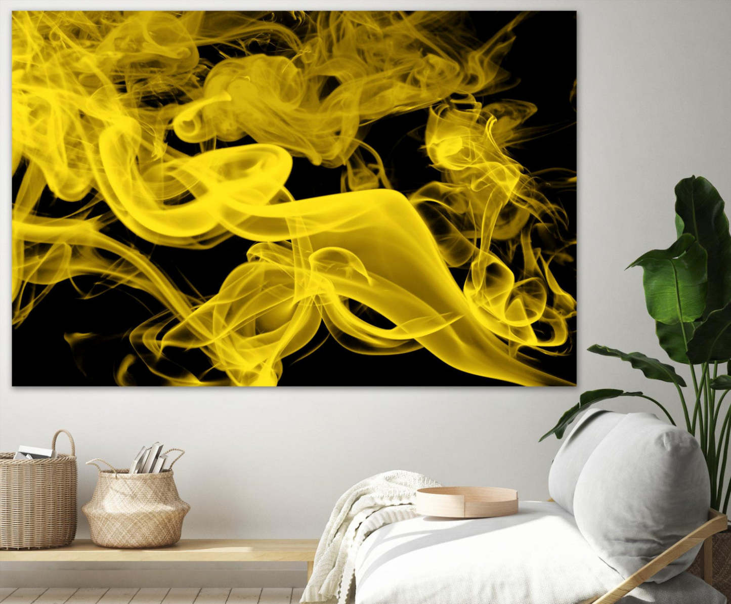 Œuvre d'art murale géante « Yellow Smoke » 84 x 54