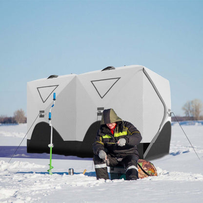 Outsunny Tente de pêche sur glace isolée pour 8 personnes, pop-up, pour -22℉, grise