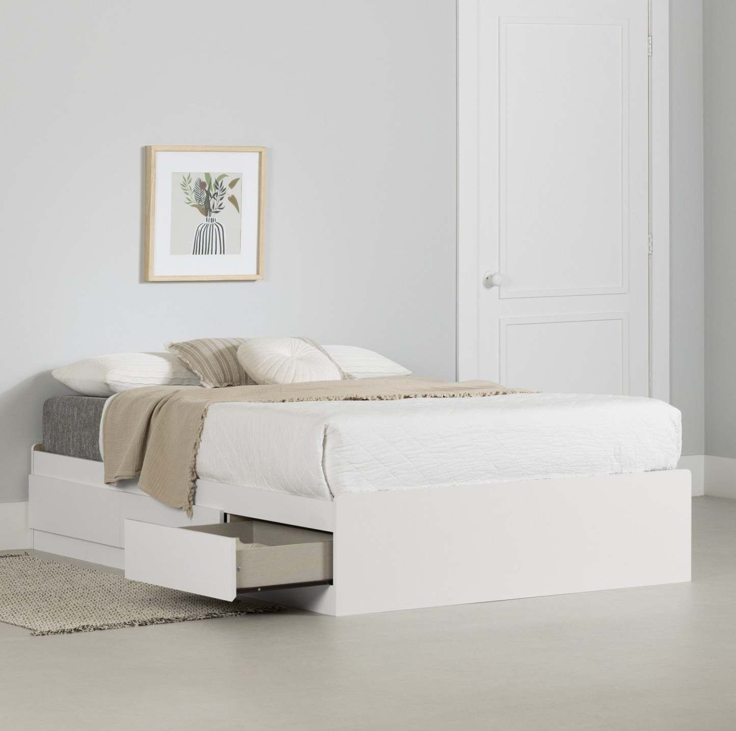 Lit Step One Matelot avec 3 tiroirs - Blanc pur | Lit Step One Matelot avec 3 tiroirs - Blanc solide