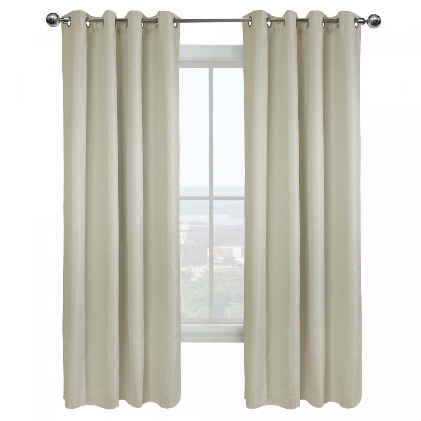 Thermaplus Vigo Blackout Grommet Curtain Panel - 52 x 95|Panneau de rideau coupe-lumière à œillets Vigo blanc cassé de Thermaplus - 52 x 95