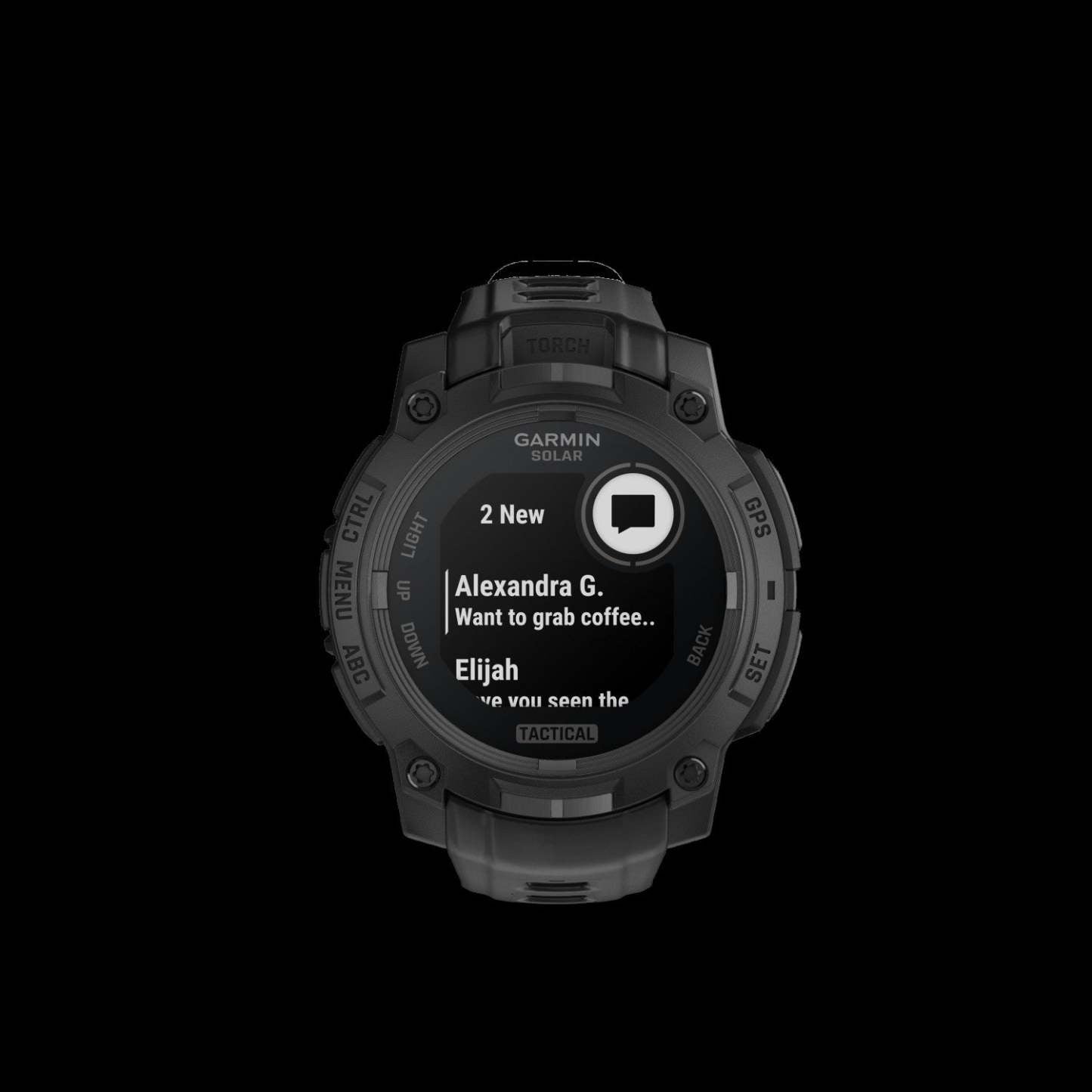 Garmin Instinct 3 45mm - Solaire Tactique, Noir, Gps, Lampe de Poche Led, Mil-std-810, 40j Batterie