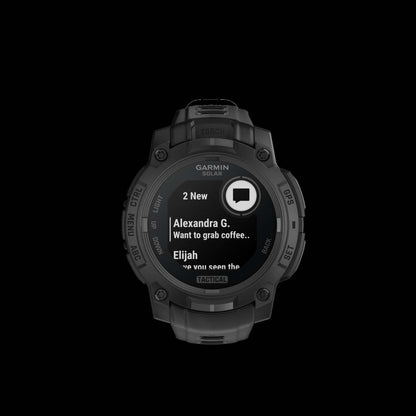 Garmin Instinct 3 45mm - Solaire Tactique, Noir, Gps, Lampe de Poche Led, Mil-std-810, 40j Batterie