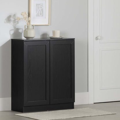 Armoire d'appoint à 2 portes avec tablettes Arum - Chêne noir | Armoire décorative Arum à 2 portes avec tablettes - chêne noir