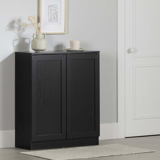 Armoire d'appoint à 2 portes avec tablettes Arum - Chêne noir | Armoire décorative Arum à 2 portes avec tablettes - chêne noir