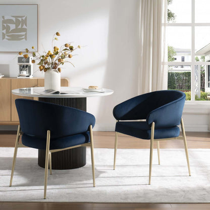 Jessie Chaises De Salle À Manger Modernes, Lot De 2, Chaises Latérales Tapissées En Tissu Avec Structure Métallique, Bleu