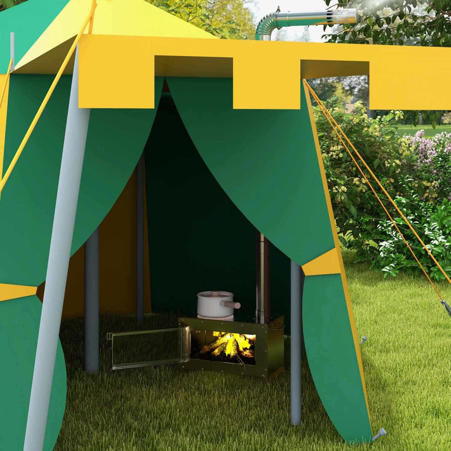 Outsunny Poêle à Bois pour Tente Chaude avec Cheminée, Jambes Pliables et Sac de Transport|Outsunny Poêle à Bois pour Tente Chaude avec Cheminée, Jambes Pliables et Sac de Transport