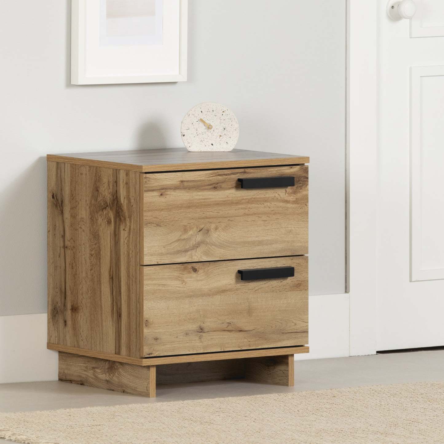 Table de nuit Cavalleri avec 2 tiroirs - Chêne Nordik|Table de nuit Cavalleri à 2 tiroirs - chêne nordique