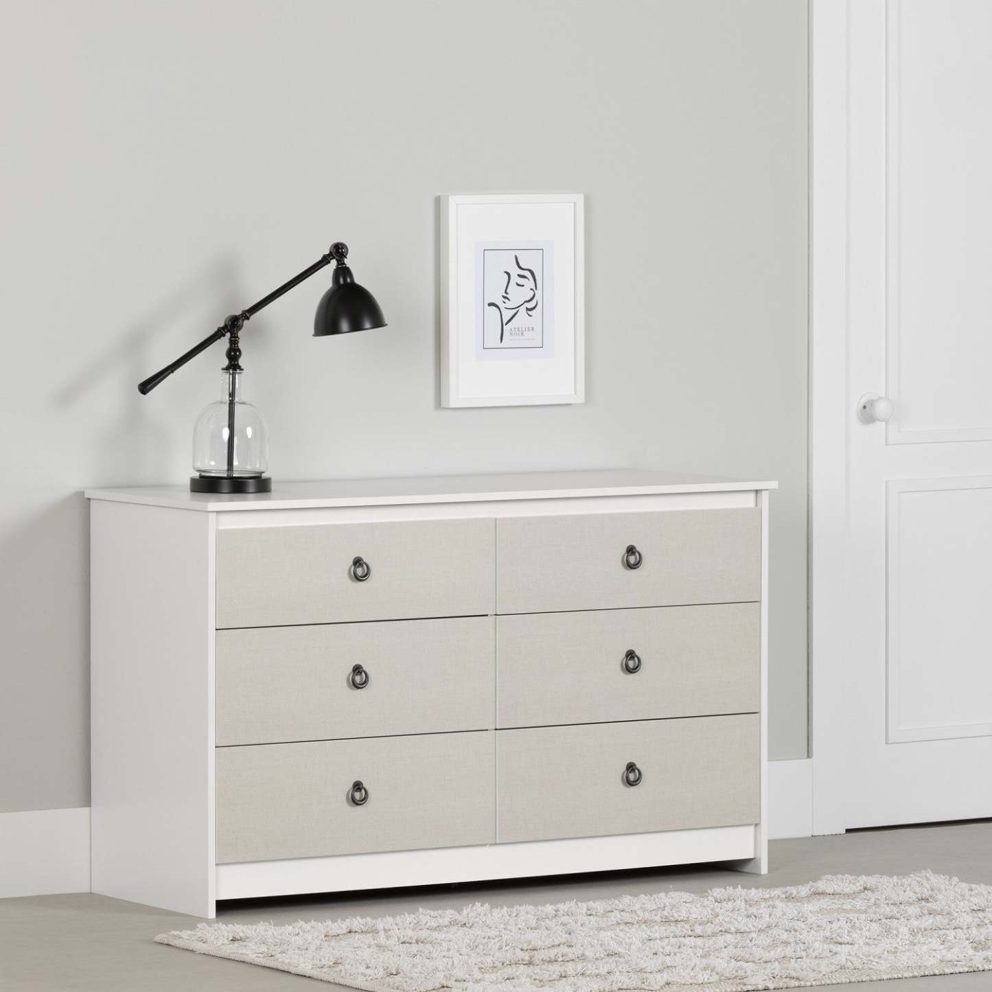 Commode Plenny 6 tiroirs - Blanc Beige|Commode Plenny à 6 tiroirs - blanche et beige