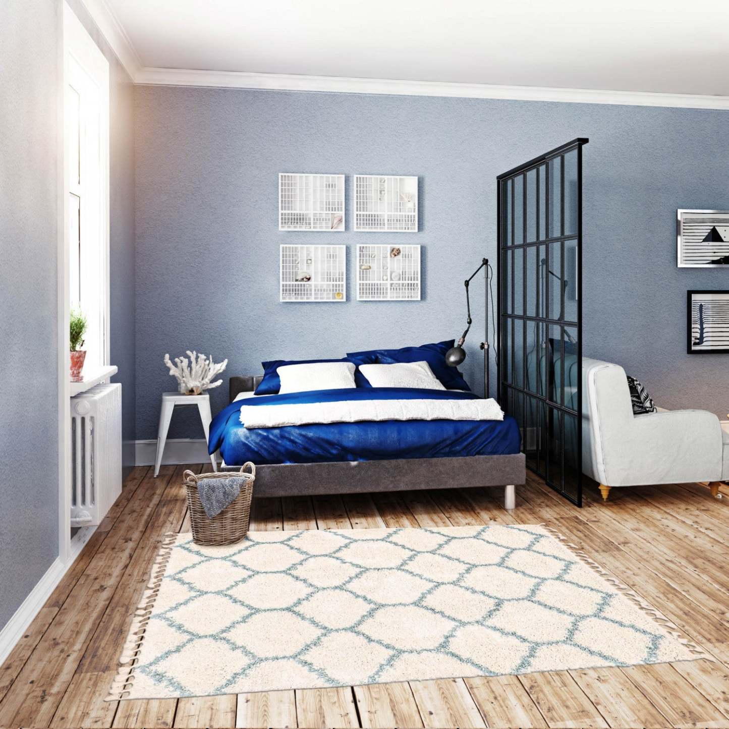 Helma Trellis Cream Shag 6'7 X 9'6 Area Rug|Carpette à poil long Helma Trellis crème 6 pi 7 po x 9 pi 6 po|D86F9FO7