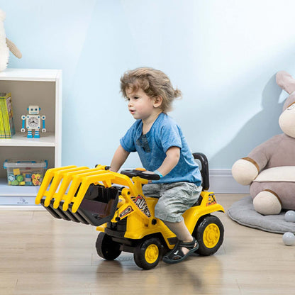 Aosom Kids Pelleteuse Avec Pince, Chariot De Traction Avec Son Realiste, Camion De Construction Avec