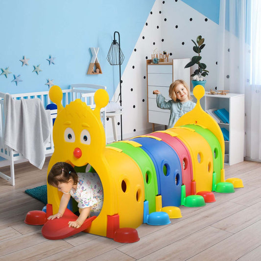 Qaba Tunnel Chenille Pour Enfants, Equipement De Jeu Exterieur Et Interieur Pour Enfants De 3 A 6 An