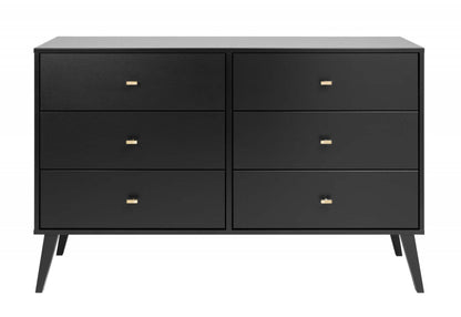 Commode Milo 6 tiroirs - Noir|Commode Milo à 6 tiroirs - noire