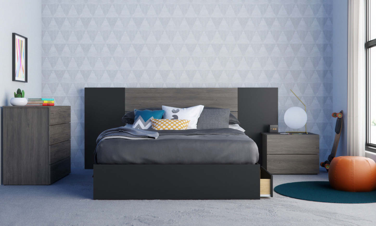 Commode à 4 tiroirs Nordika - Gris Écorce | Commode verticale Nordika à 4 tiroirs - gris écorce | D08HK6TG