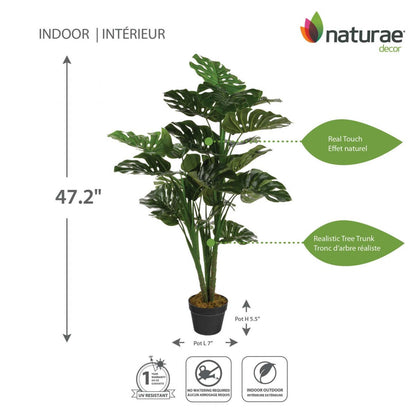 Monstera artificiel de 47 po en pot noir | Monstera artificiel de 47 po en pot noir | D10H7H54