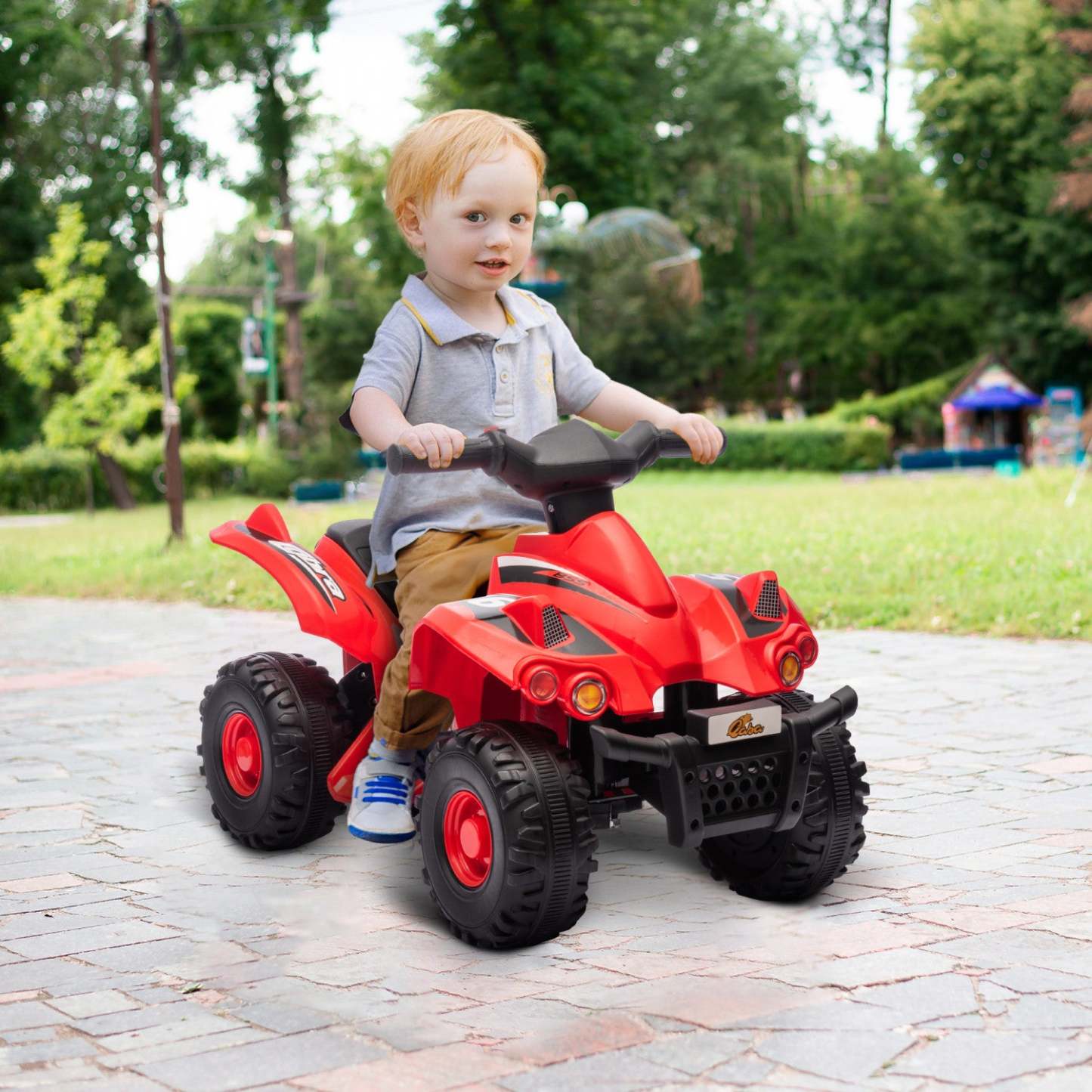 Qaba Quad 6 V Pour Enfants, Véhicule Électrique À 4 Roues Alimenté Par Batterie Pour Enfants Avec Musique