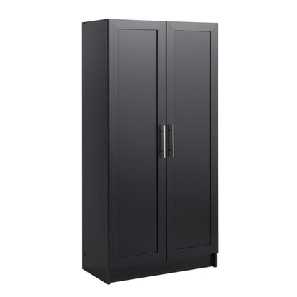 Armoire de rangement Elite Accent avec portes à panneaux et 3 tablettes - Noir|Armoire d'appoint de rangement Elite avec portes à panneaux et 3 tablettes - noire
